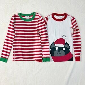 Hanna Andersson Kids 10 | 140 Pajama Tops Set Organic Cotton Christmas Cat